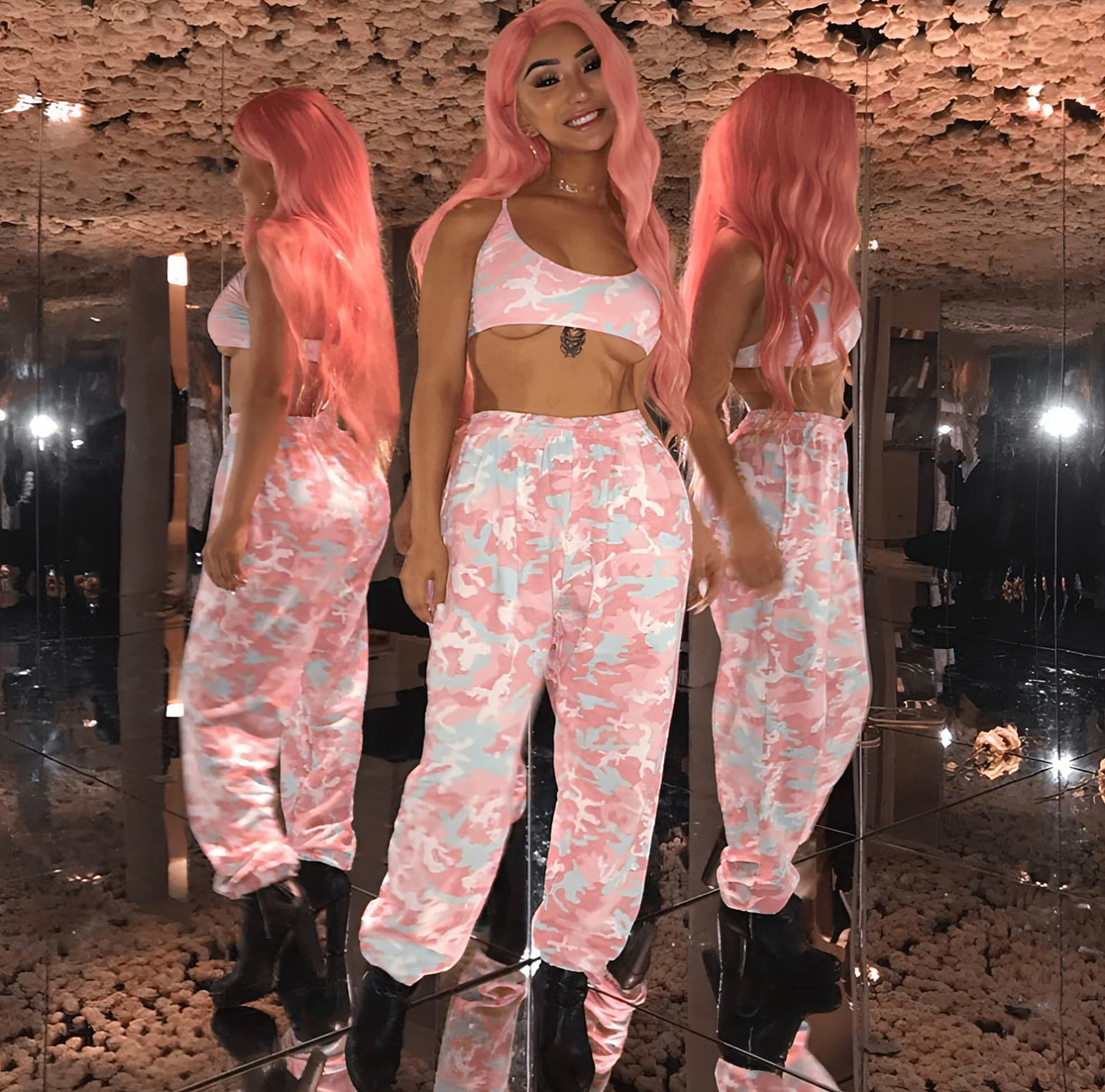 Camouflage Pants Spring High Waist Casual Joggers Elastic Sweatpants