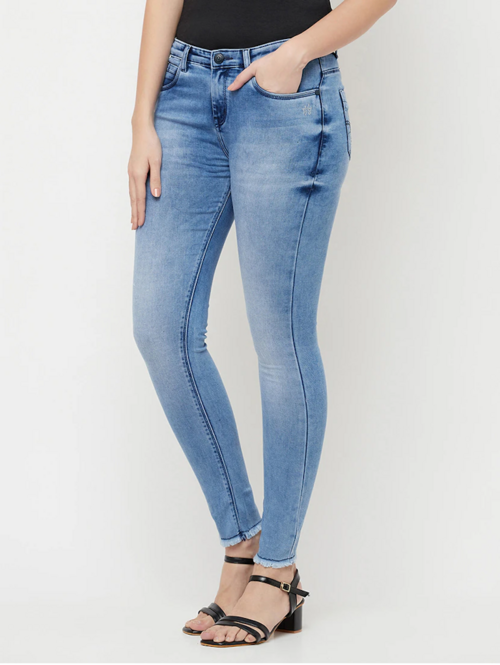 Women High Rise Denim Jeans(Size30)(Colorblue)