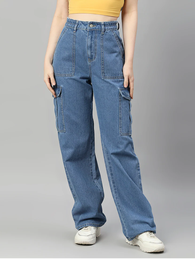 Women High Rise Denim Jeans(Size28)(Colorlight blue)