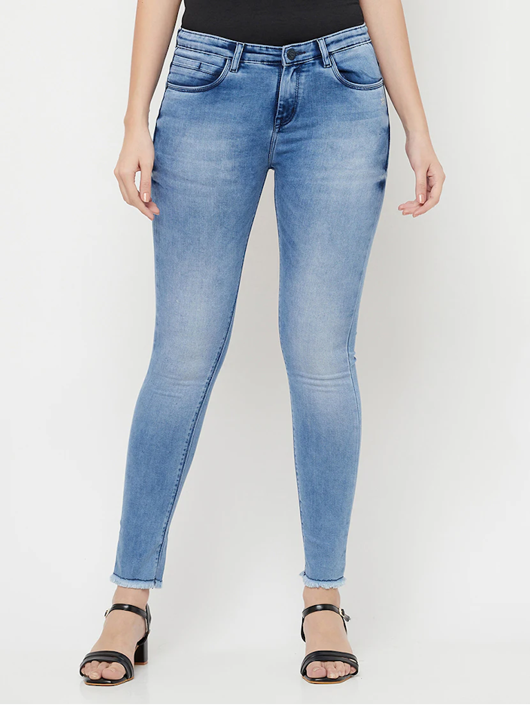 Women High Rise Denim Jeans(Size30)(Colorblue)
