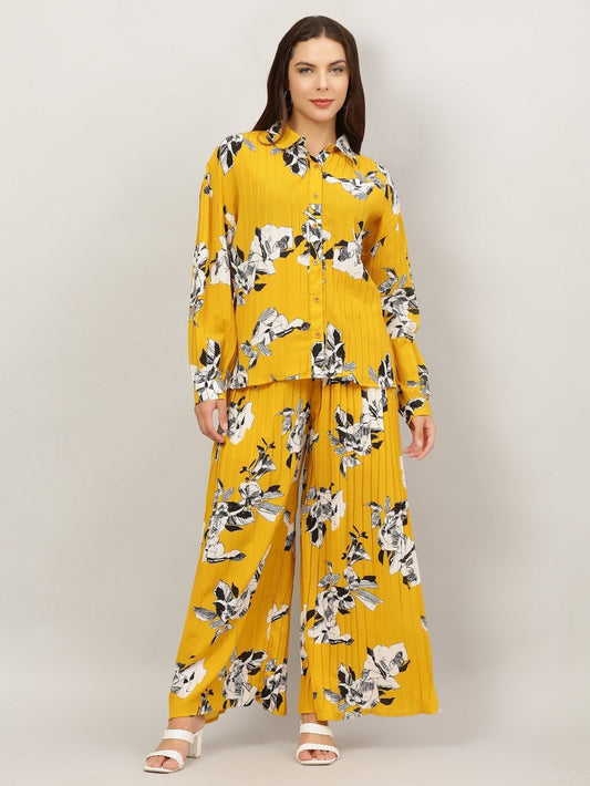 Women Printed Top & Bottom Set (Size-XL) (Color-YELLOW)