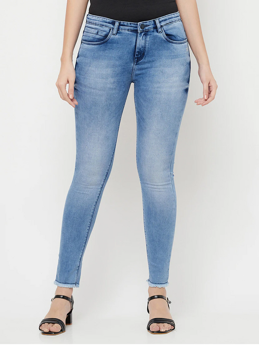 Women High Rise Denim Jeans(Size32)(Colorblue)