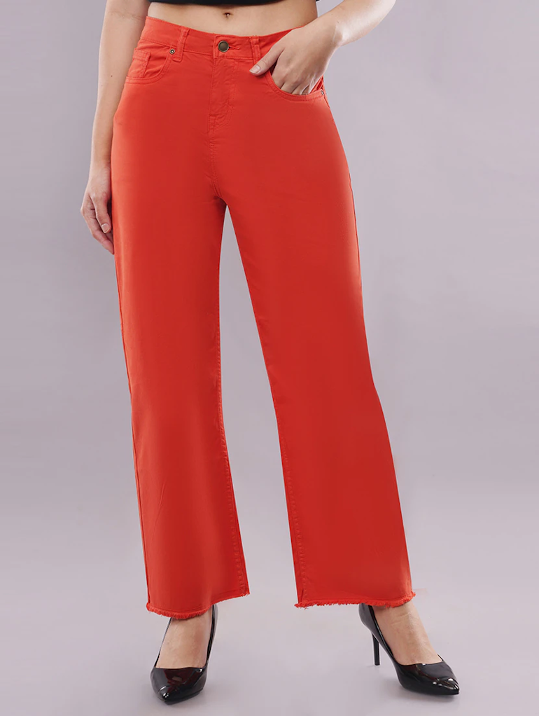 Women High Rise Denim Jeans(Size32)(Colororange)